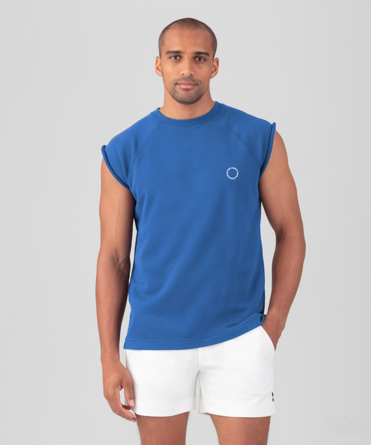 Organic Cotton Sleeveless Sweatshirt RON DORFF: Fjord Blue