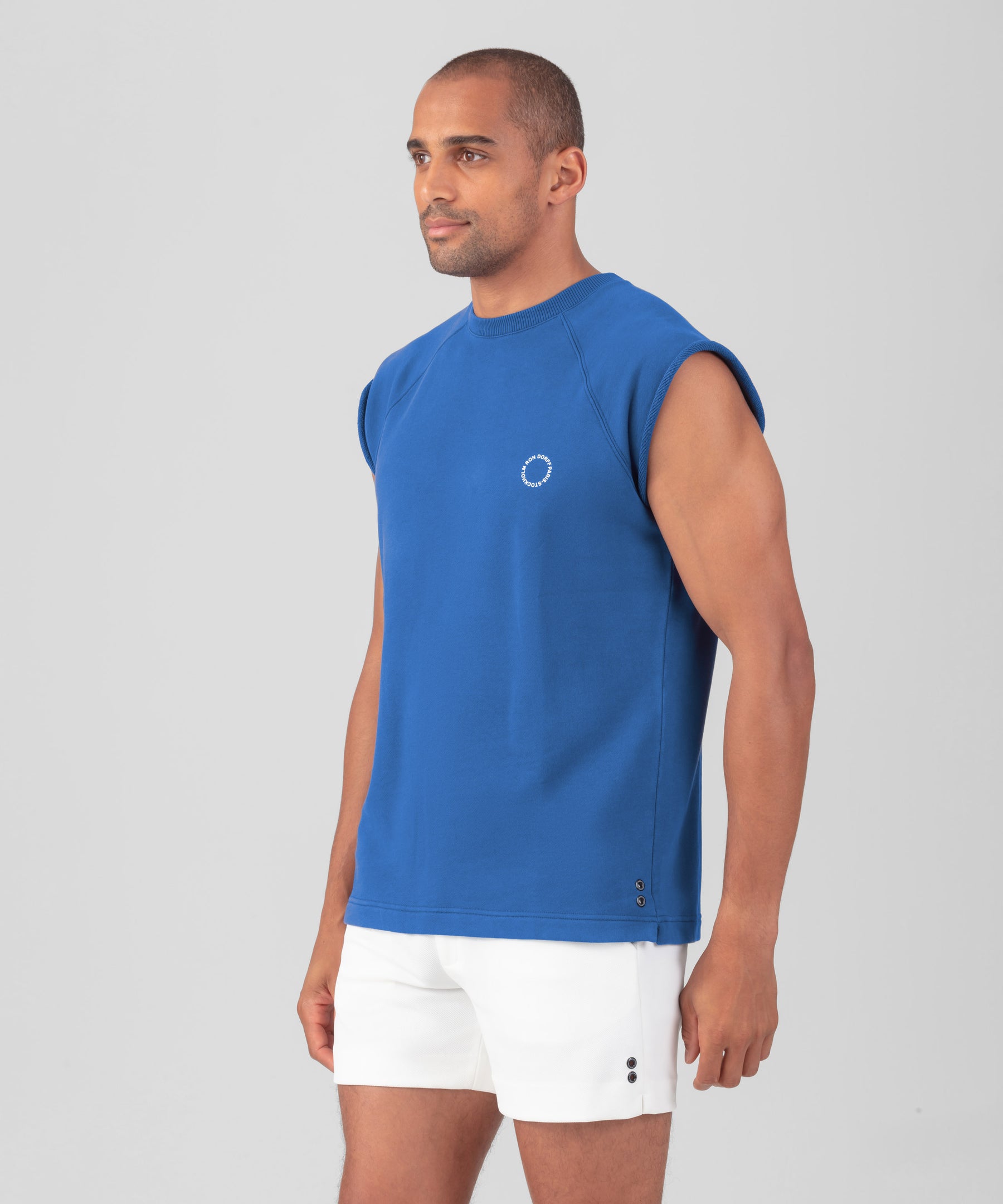 Organic Cotton Sleeveless Sweatshirt RON DORFF: Fjord Blue