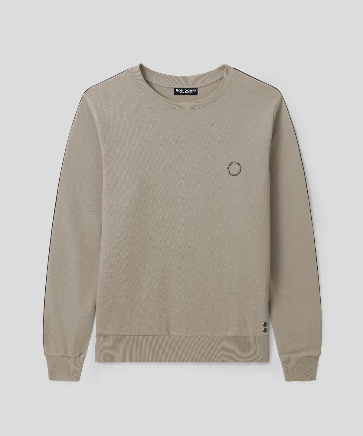 Sweatshirt en coton piqué avec passepoil: Beige foncé