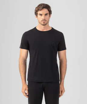 T-Shirt en coton organique avec passepoil: Noir