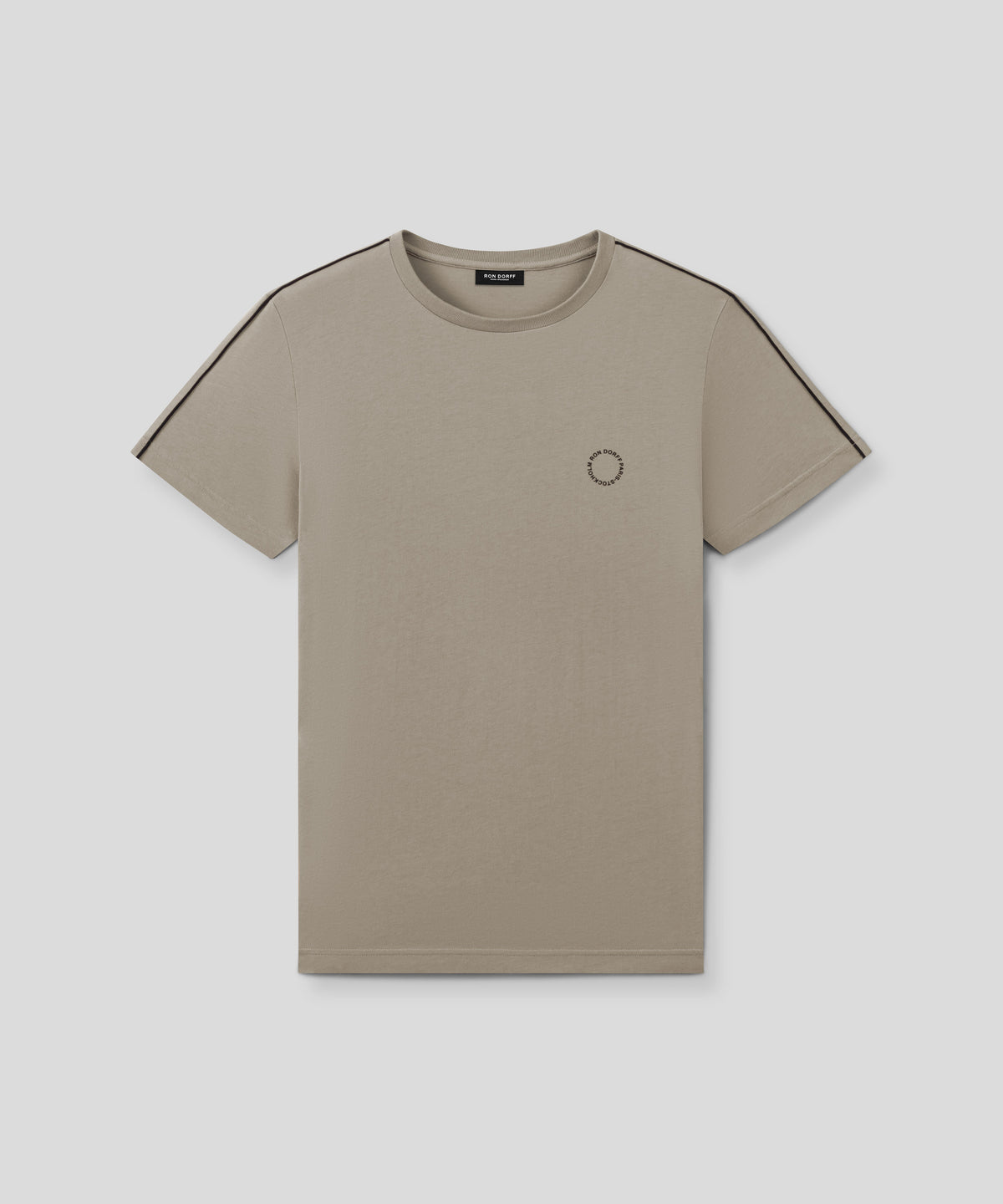 T-shirt en coton organique avec passepoil: Beige foncé