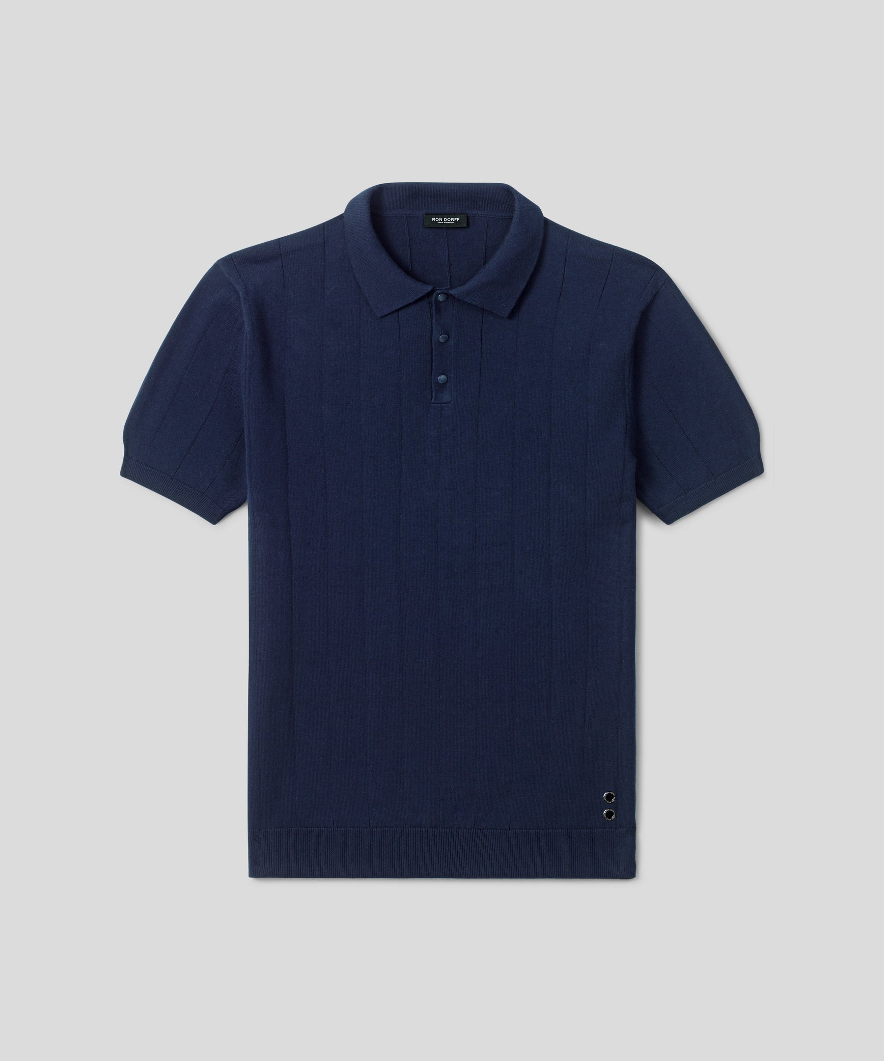 Polo en coton avec lignes verticales: Bleu marine