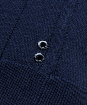 Polo en coton avec lignes verticales: Bleu marine