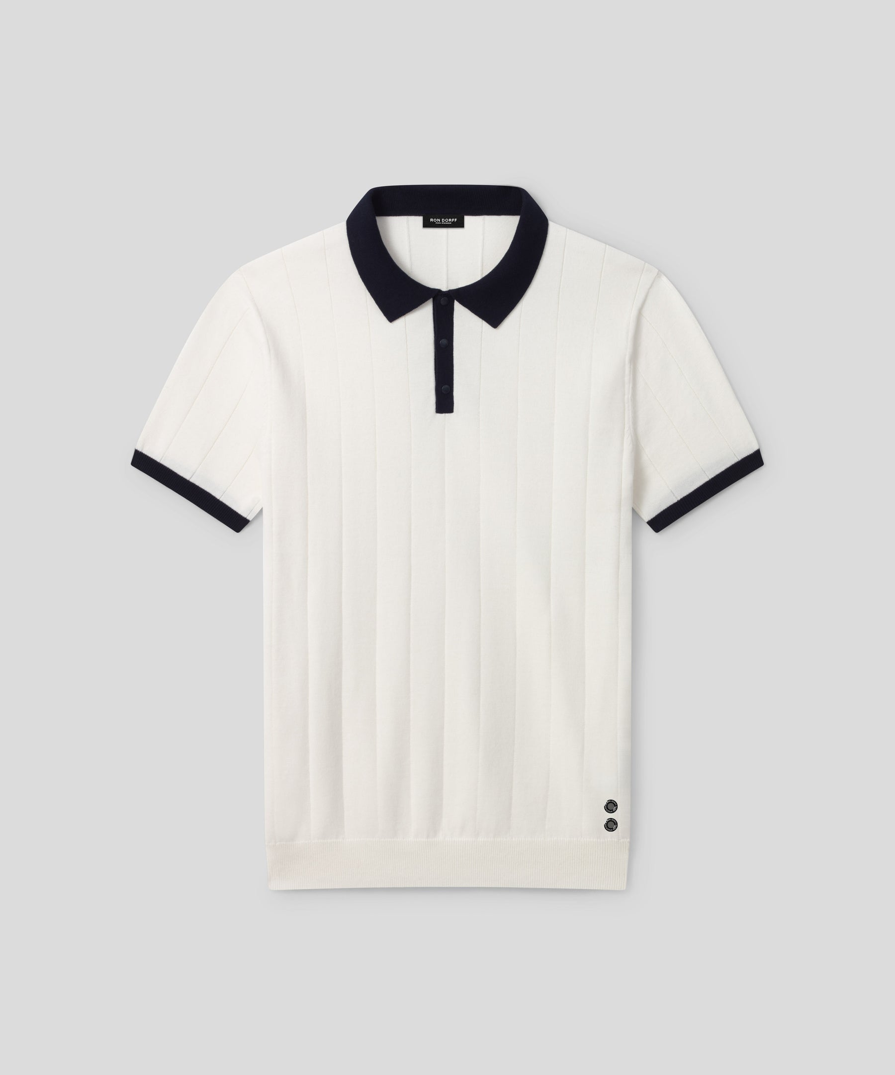 Cotton Tennis Polo w. Vertical Lines: Off White