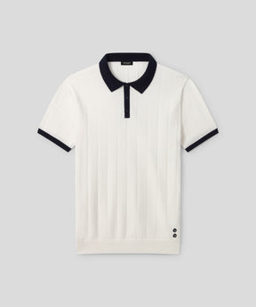 Cotton Tennis Polo w. Vertical Lines: Off White