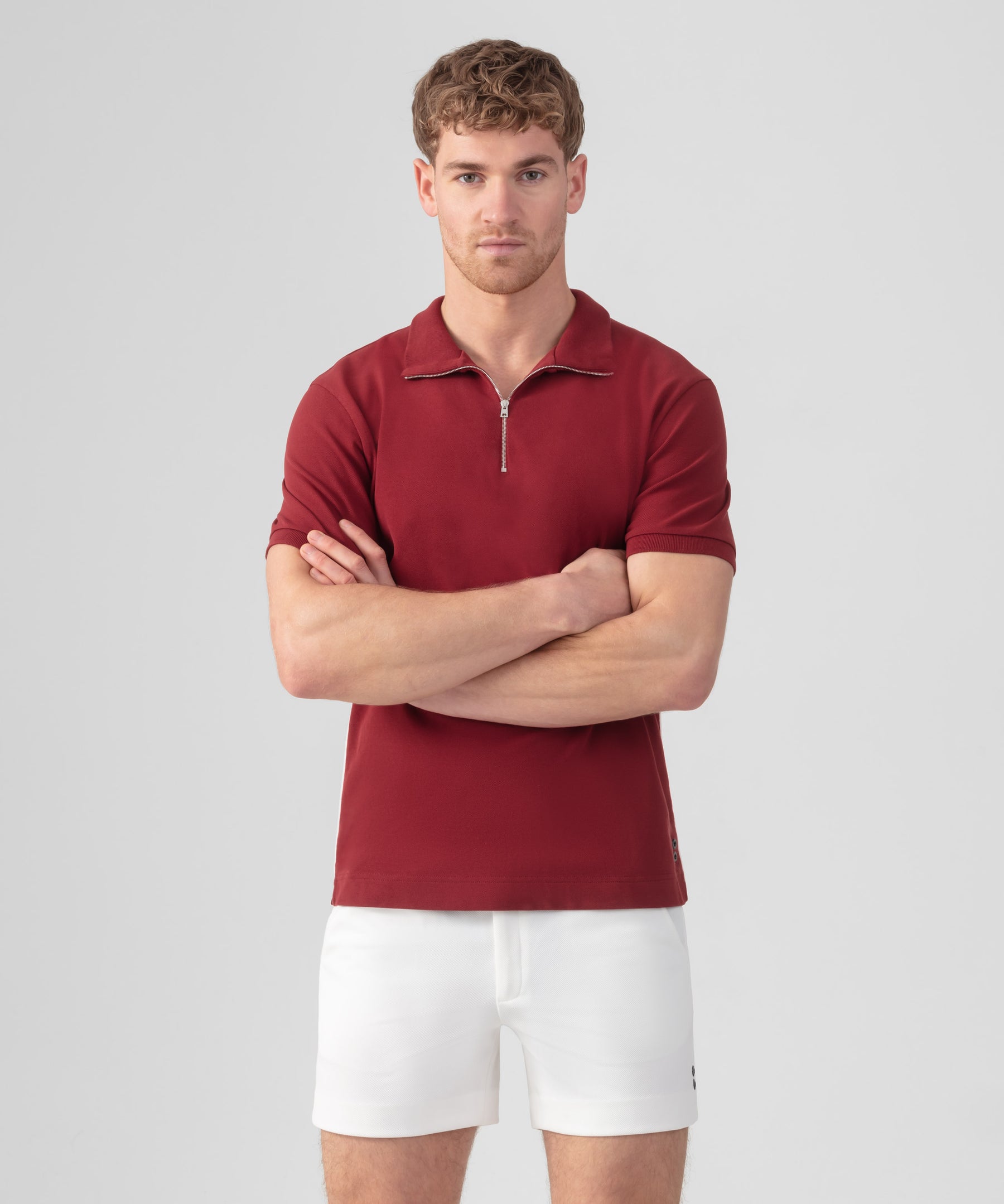 Cotton Piqué Polo w. Piping: Burnt Red