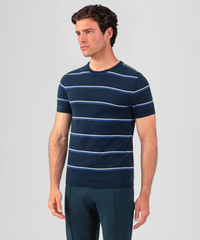 Knitted Striped T-Shirt: Navy