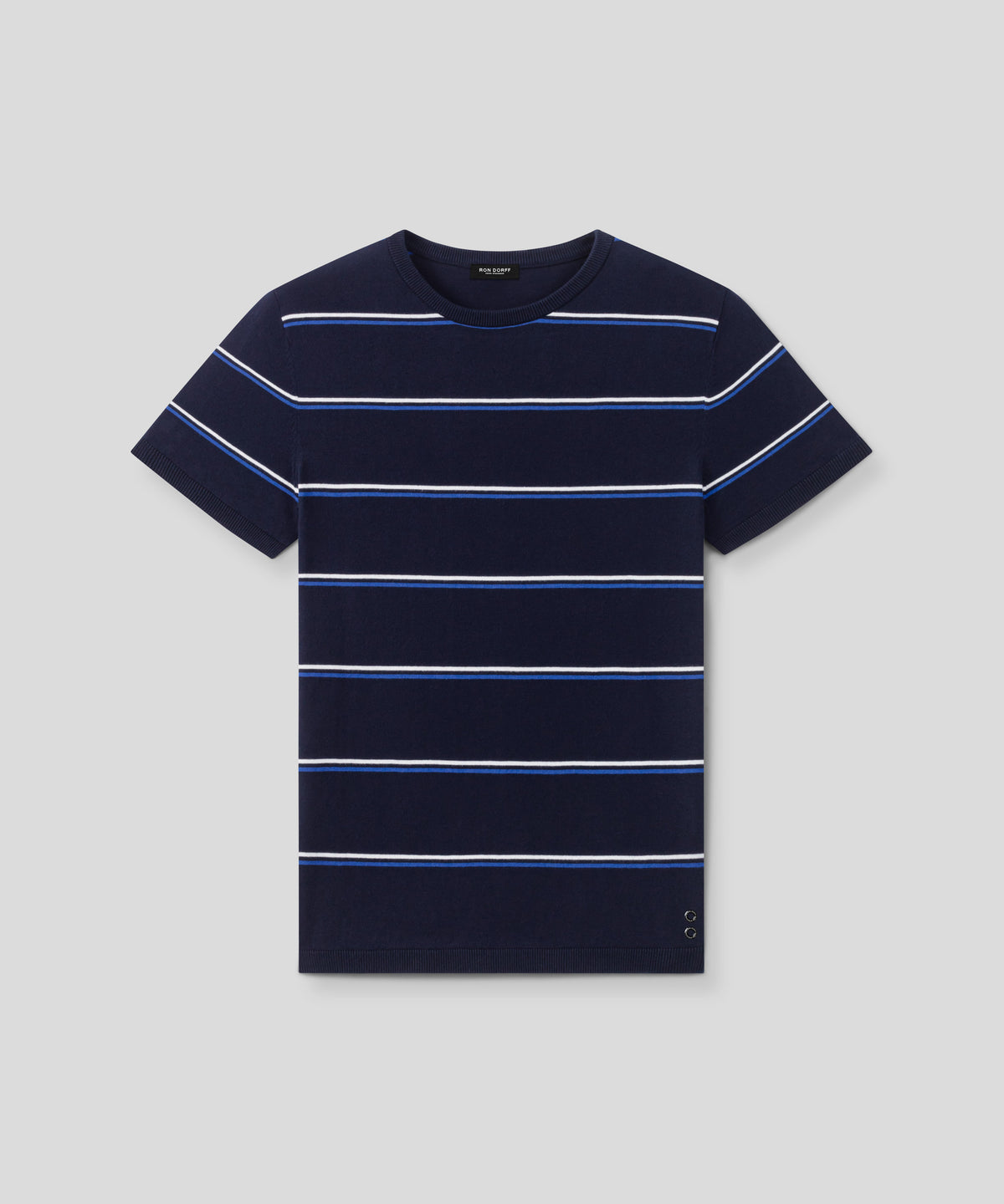 Knitted Striped T-Shirt: Navy