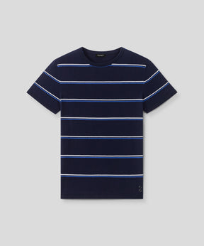 Knitted Striped T-Shirt: Navy