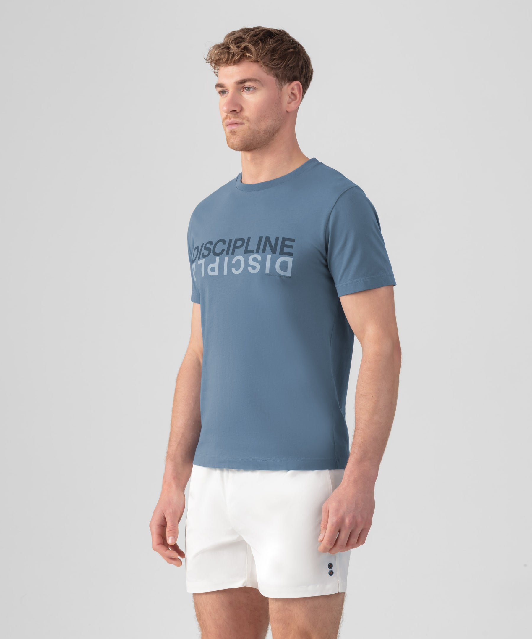 T-shirt en coton organique "DISCIPLINE": Bleu mer