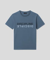 T-shirt en coton organique "DISCIPLINE": Bleu mer