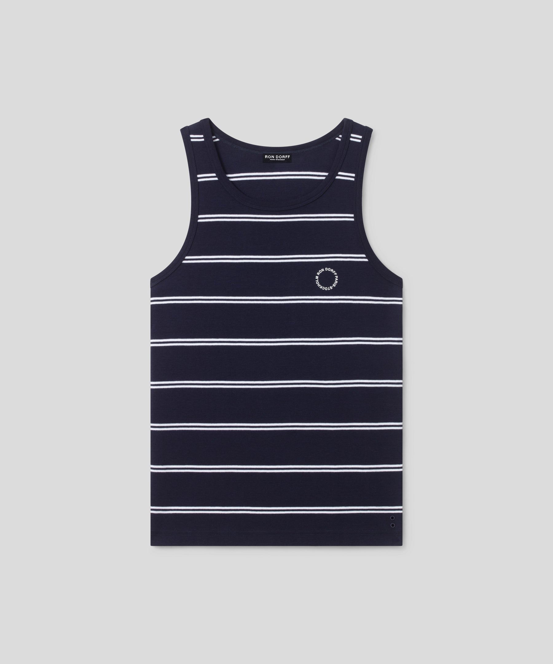 Ribbed Tank Top w. Double Stripes: Navy