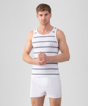 Ribbed Tank Top w. Double Stripes: Optic White