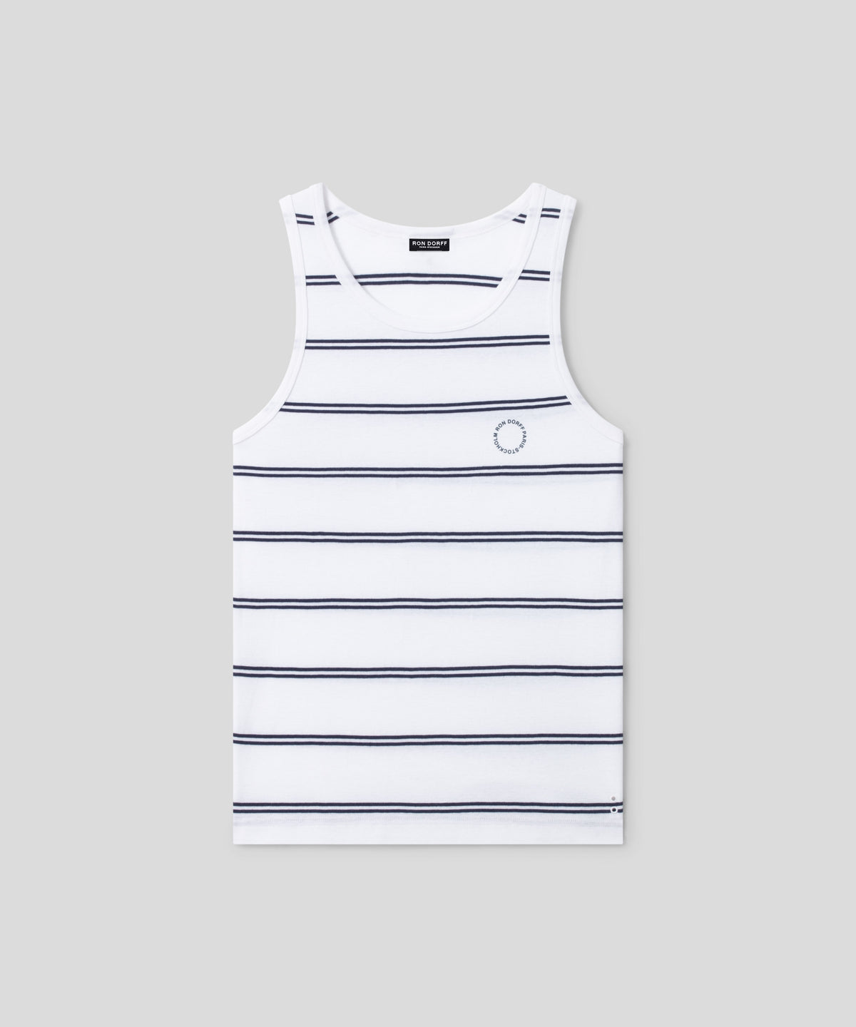 Ribbed Tank Top w. Double Stripes: Optic White