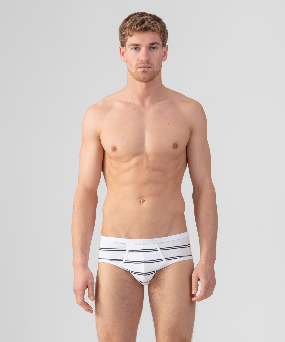 Y-Front Briefs w. Double Stripes: Optic White