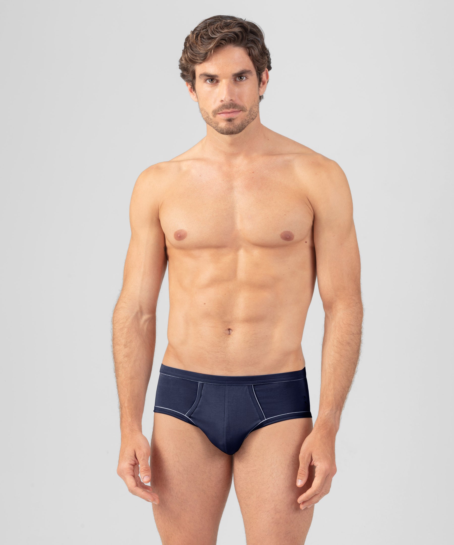 Slip Y-front avec passepoil: Bleu marine