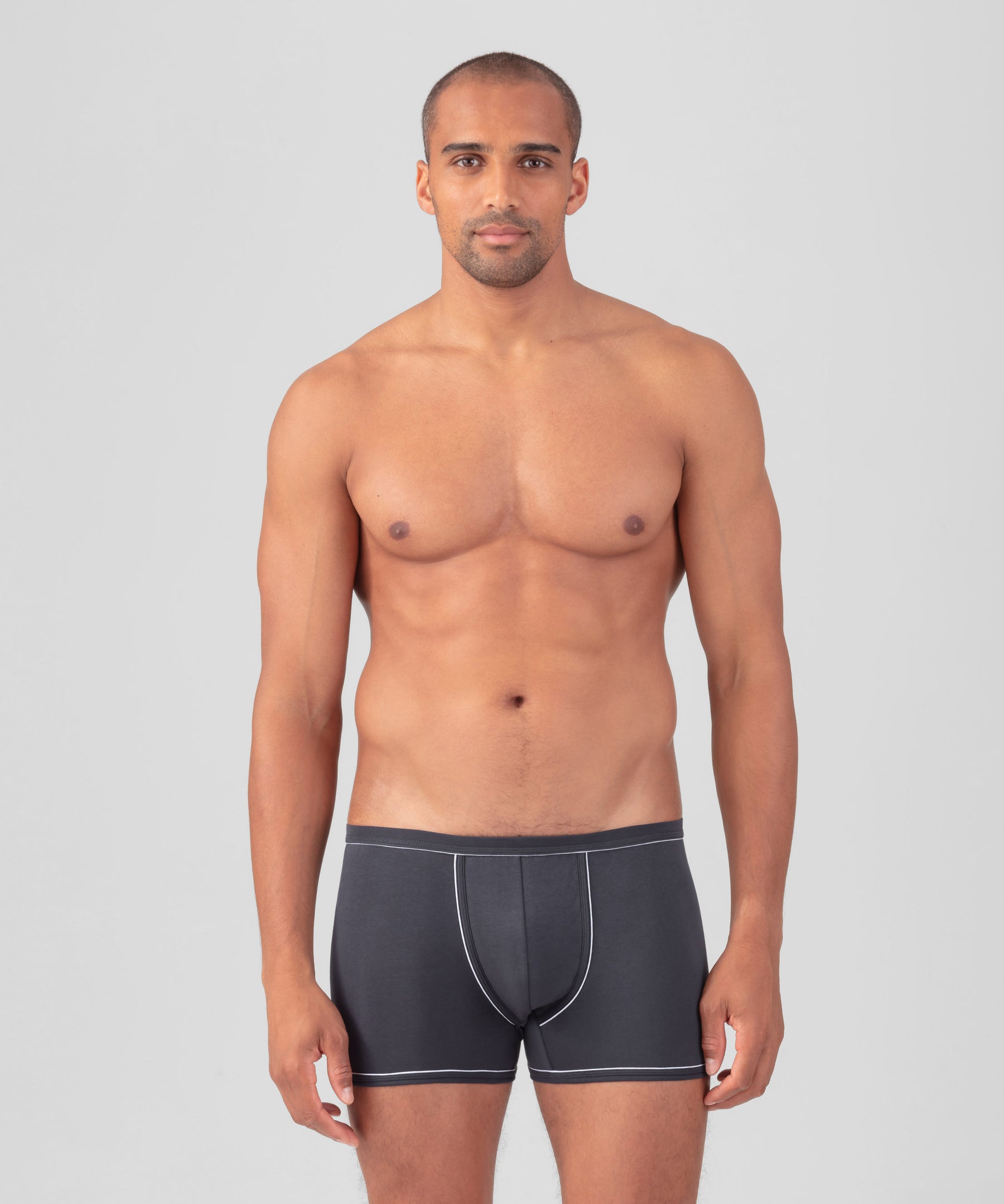 Boxer Briefs w. Piping: Lava Grey