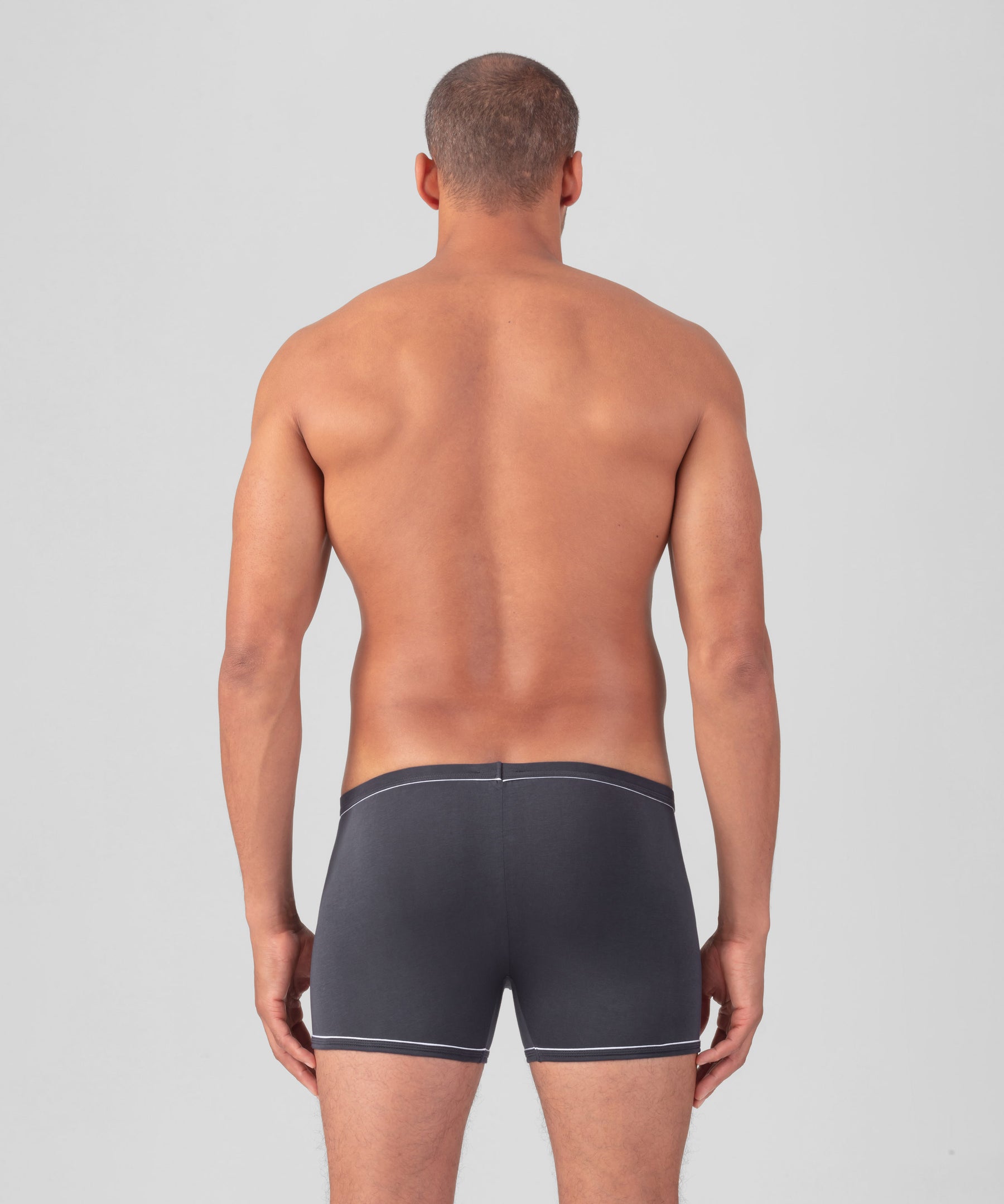 Boxer Briefs w. Piping: Lava Grey