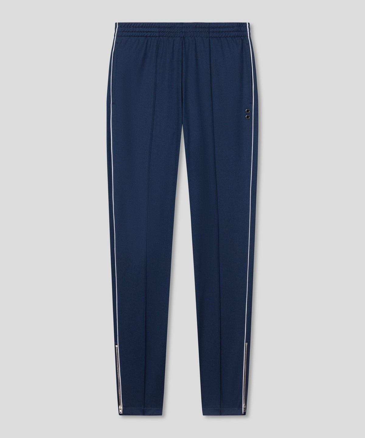 Pantalon en coton avec passepoil: Bleu océan