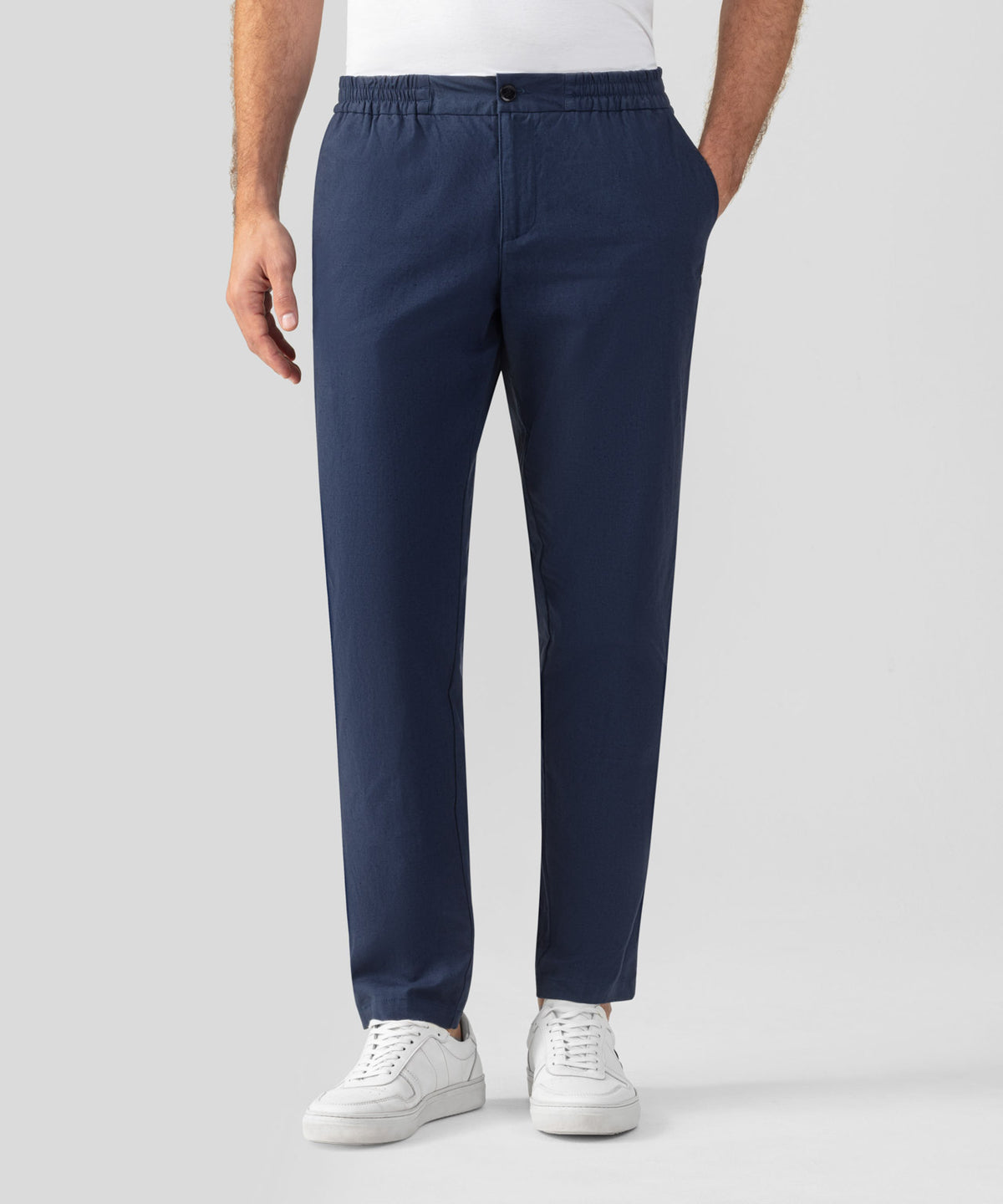 Pantalon en lin et coton: Bleu océan