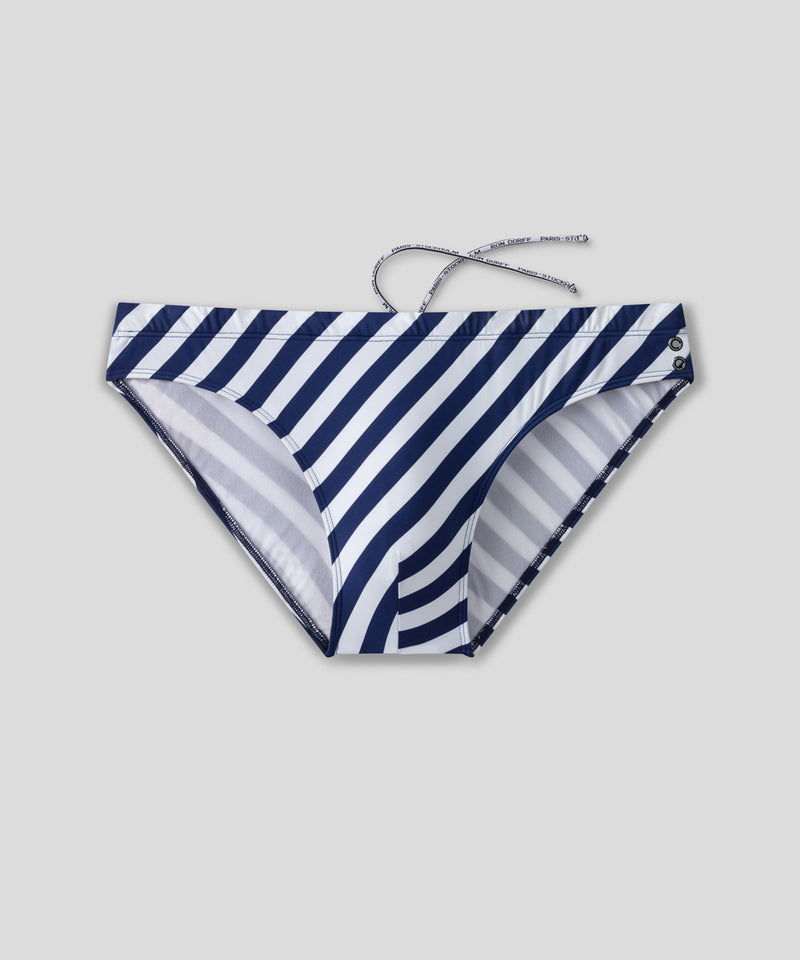 Slim Swim Briefs w. Stripes: Navy/White