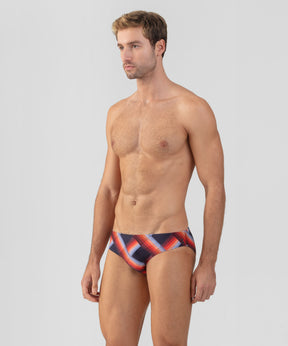 Slim Swim Briefs w. Checks: Navy