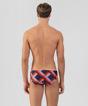 Slim Swim Briefs w. Checks: Navy