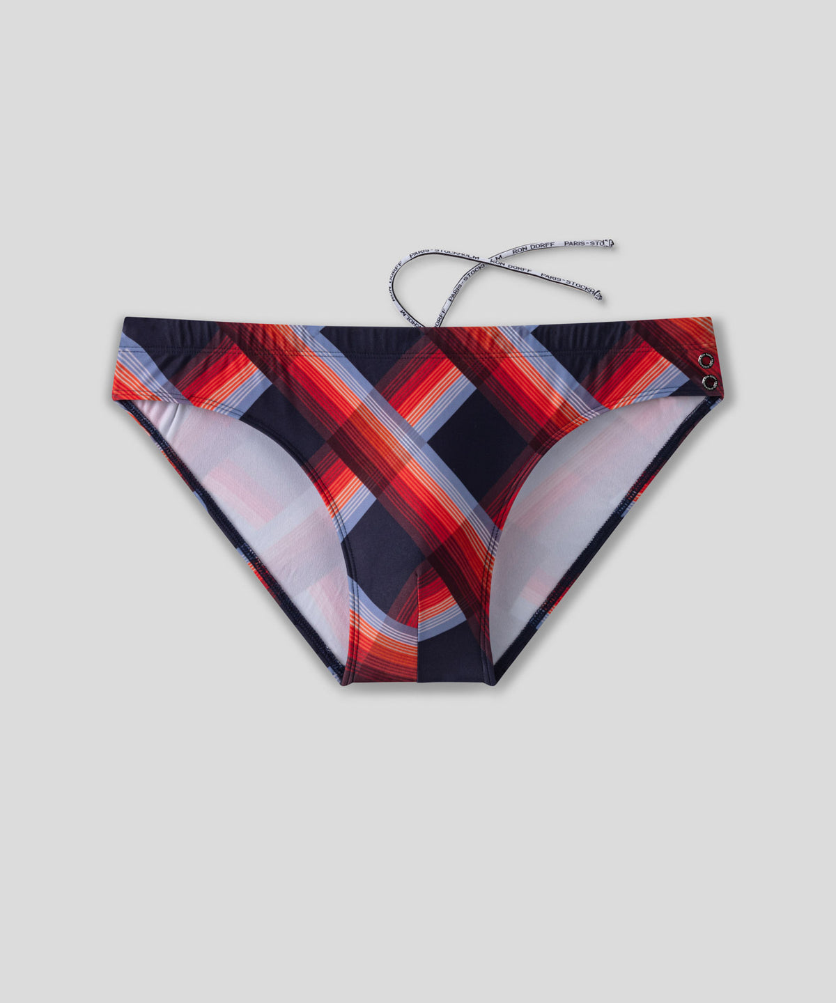Slim Swim Briefs w. Checks: Navy