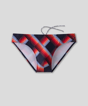 Slim Swim Briefs w. Checks: Navy