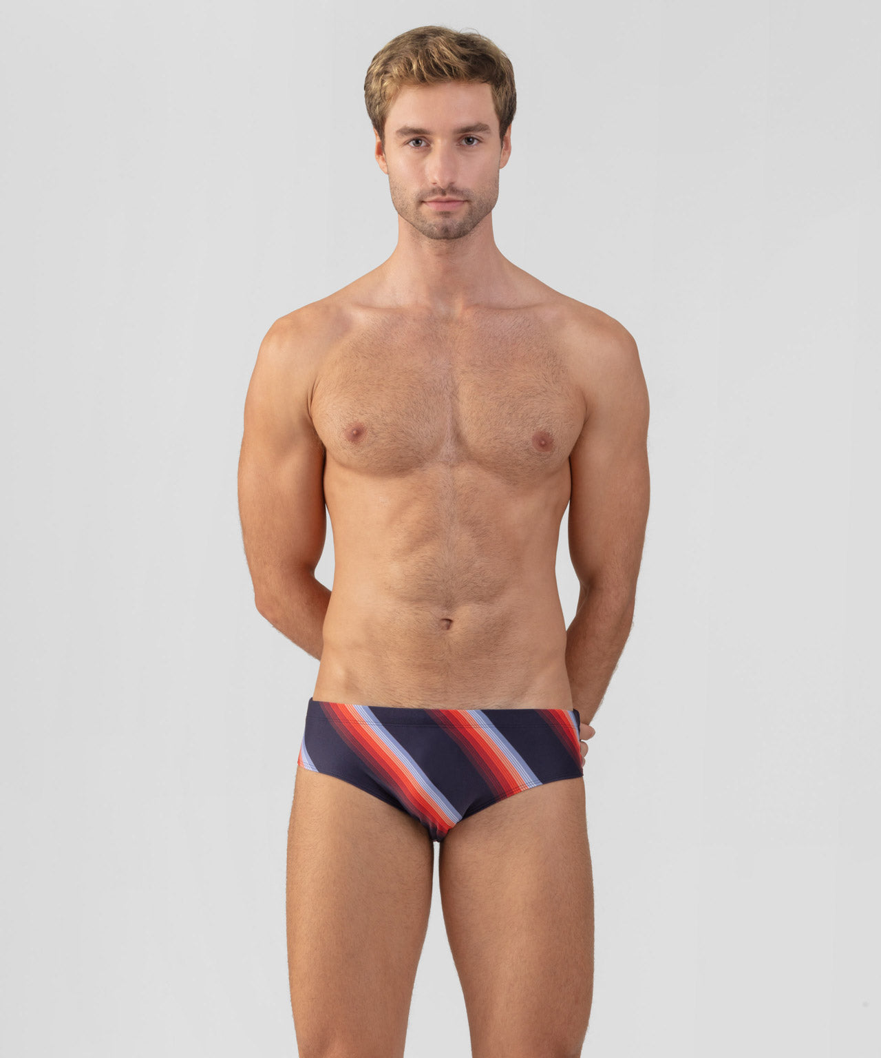 Slip de bain à rayures diagonales : Marine