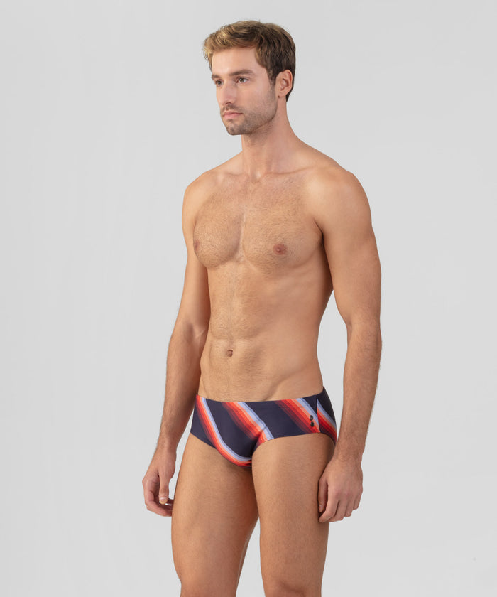 Slip de bain à rayures diagonales : Marine