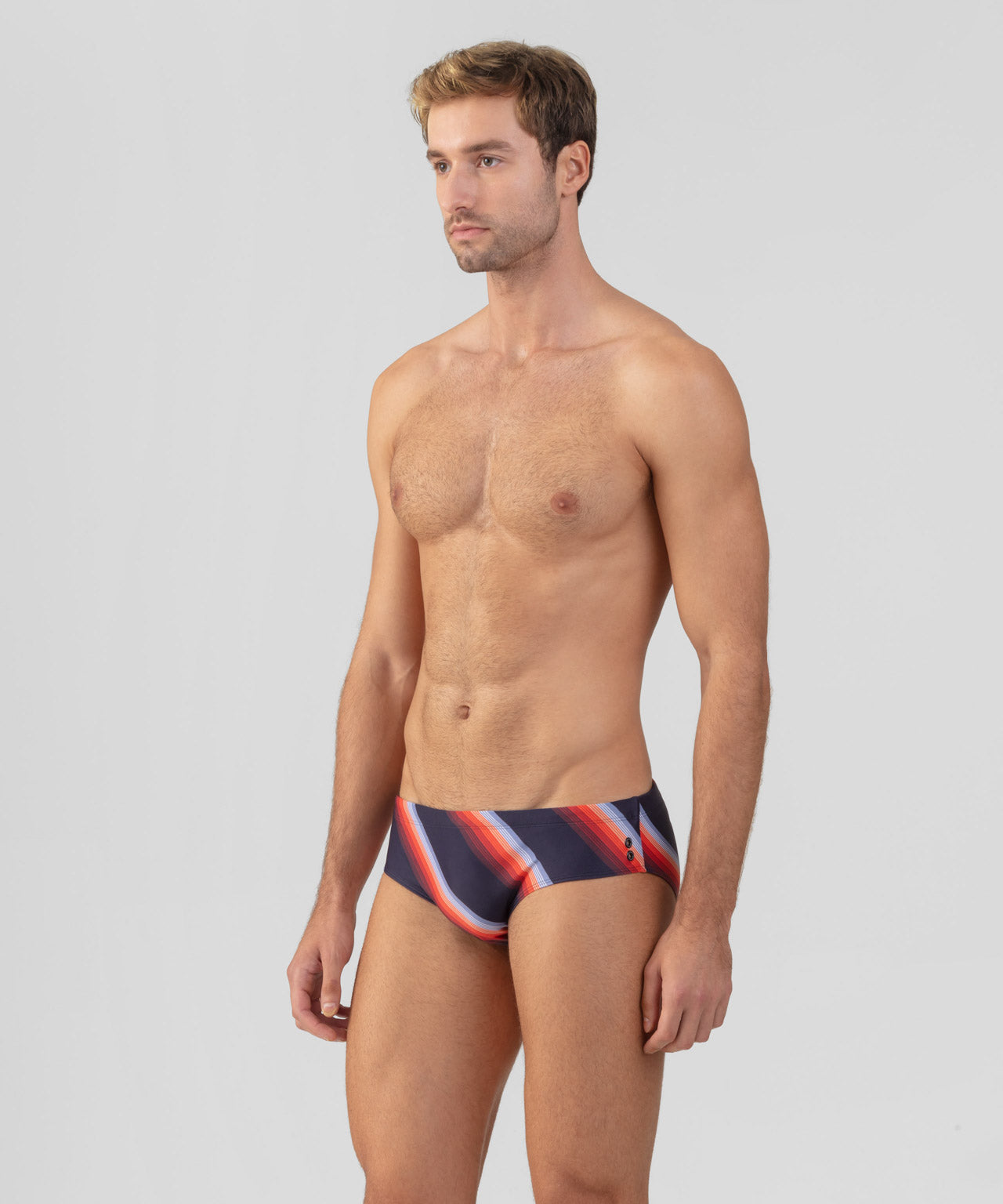 Swim Briefs w. Diagonal Stripes: Navy