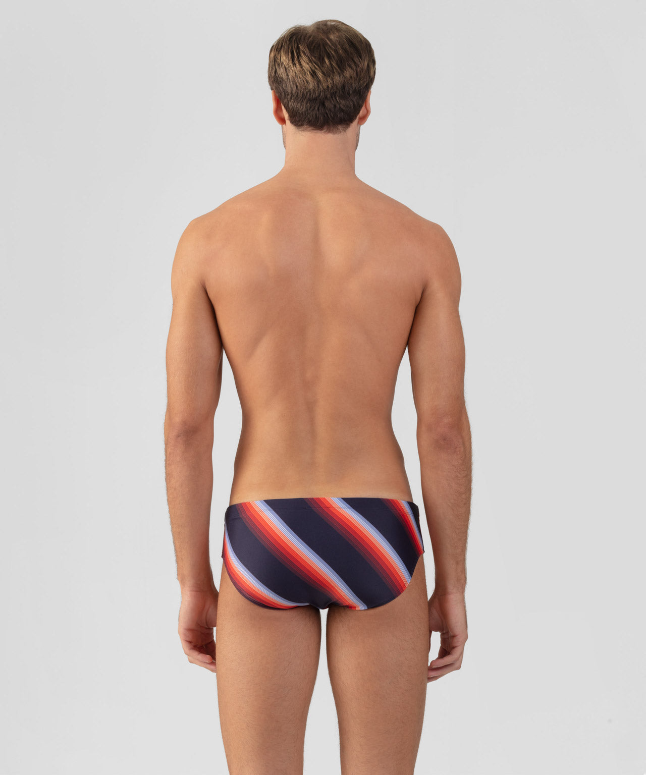Swim Briefs w. Diagonal Stripes: Navy