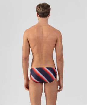 Swim Briefs w. Diagonal Stripes: Navy