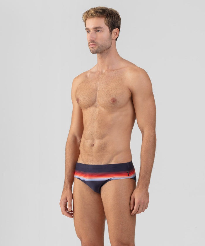 Slip de bain rayé : Marine