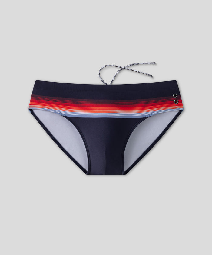 Slip de bain rayé : Marine