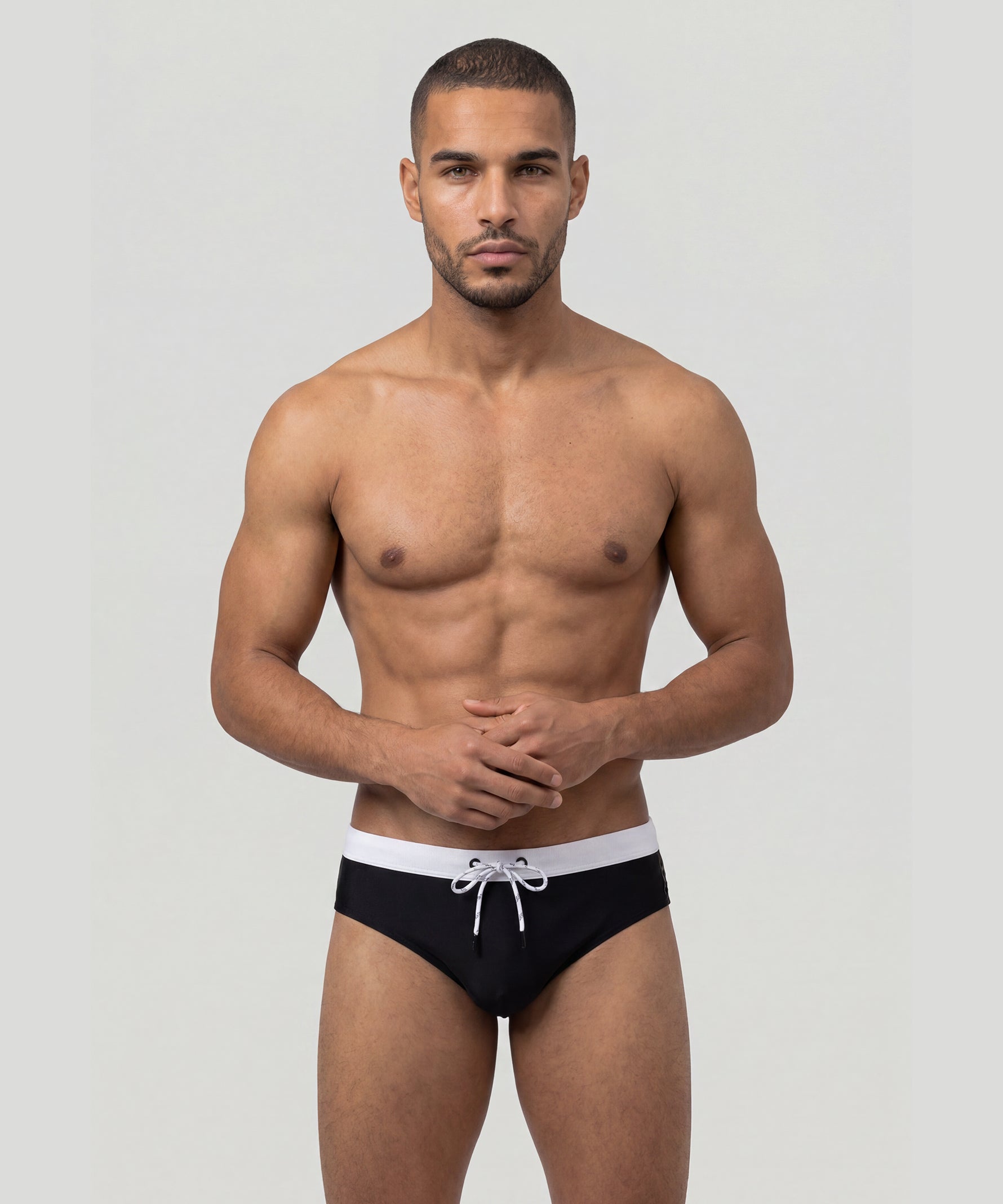 Swim Briefs w. Waistband: Schwarz