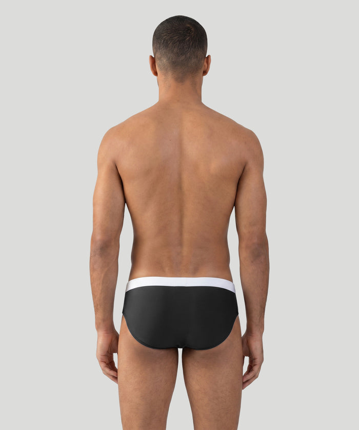Swim Briefs w. Waistband: Black