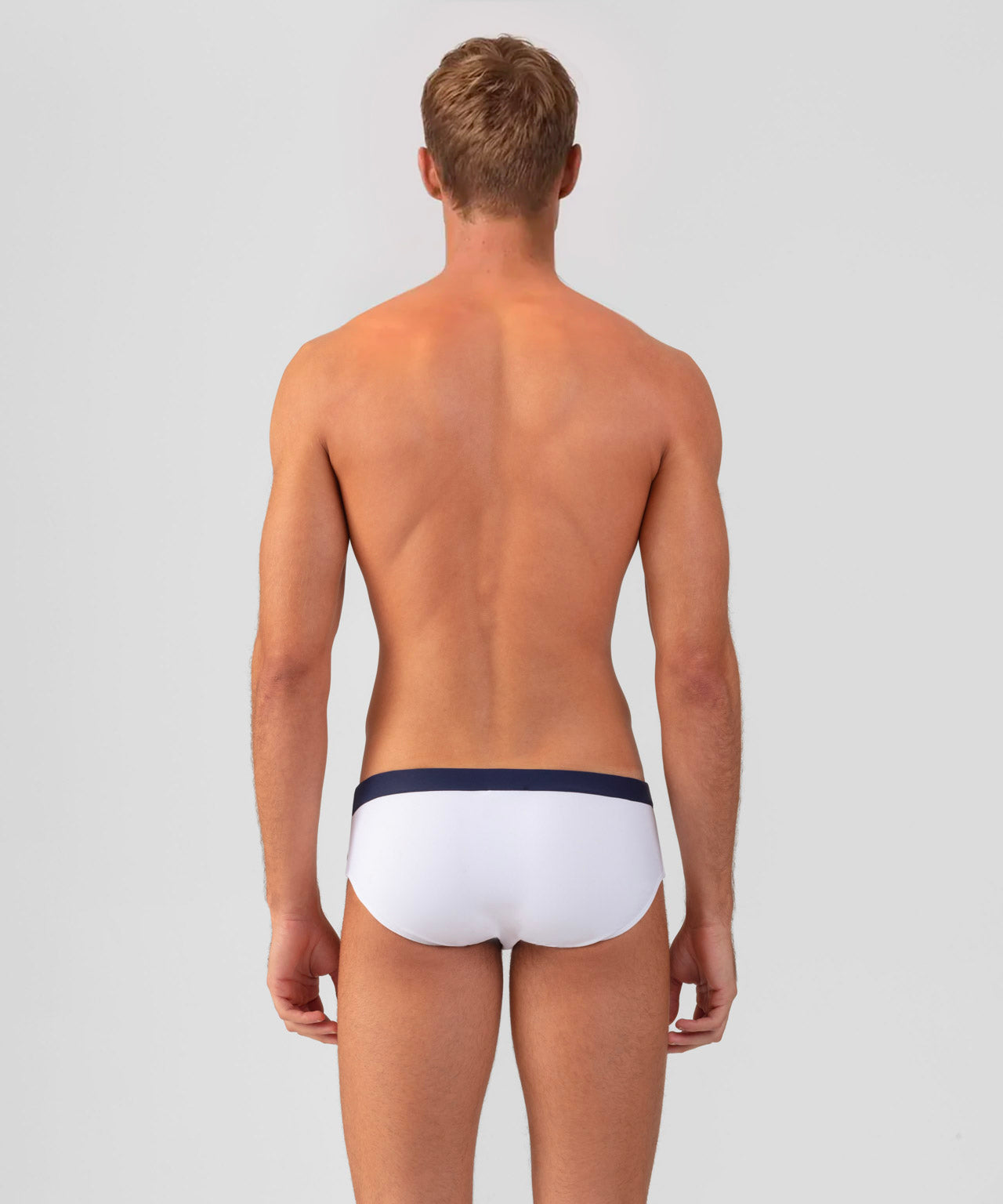 Slip de bain à ceinture contrastée: Blanc