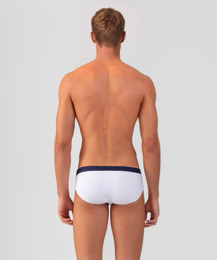 Slip de bain à ceinture contrastée: Blanc