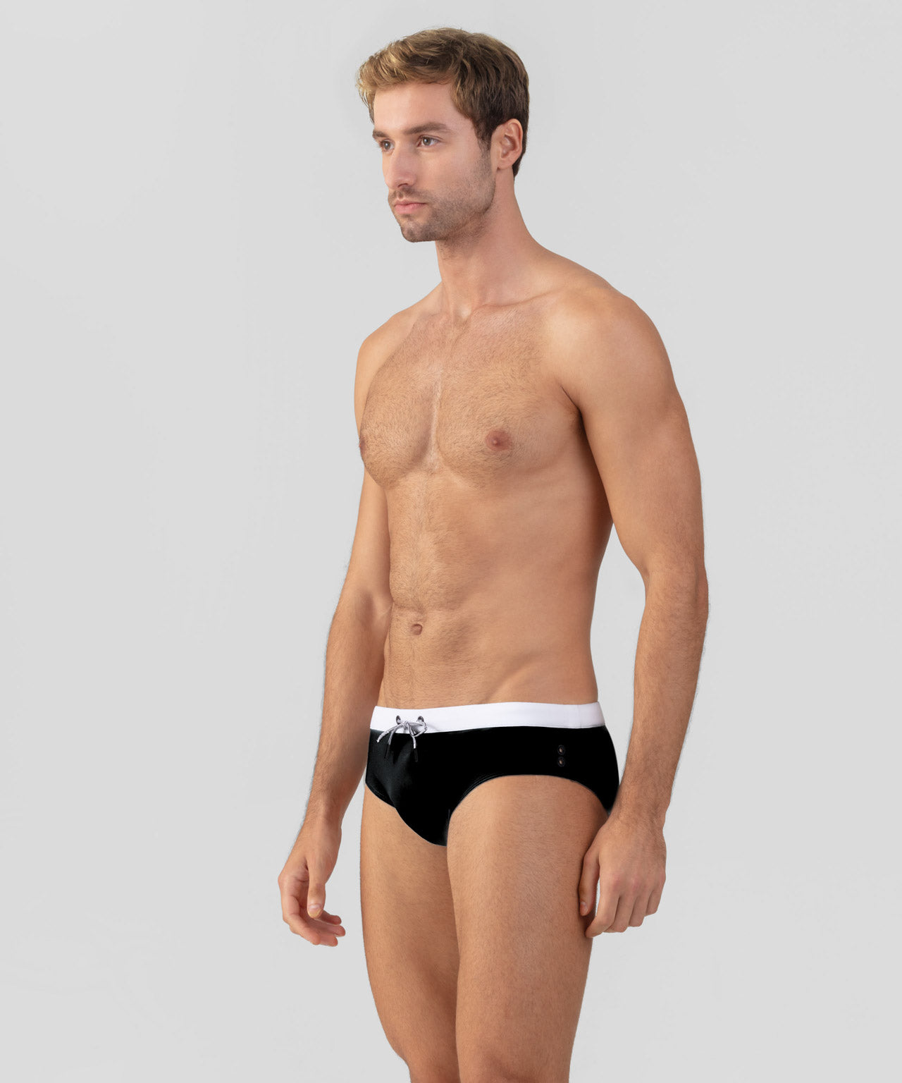 Swim Briefs w. Waistband: Black