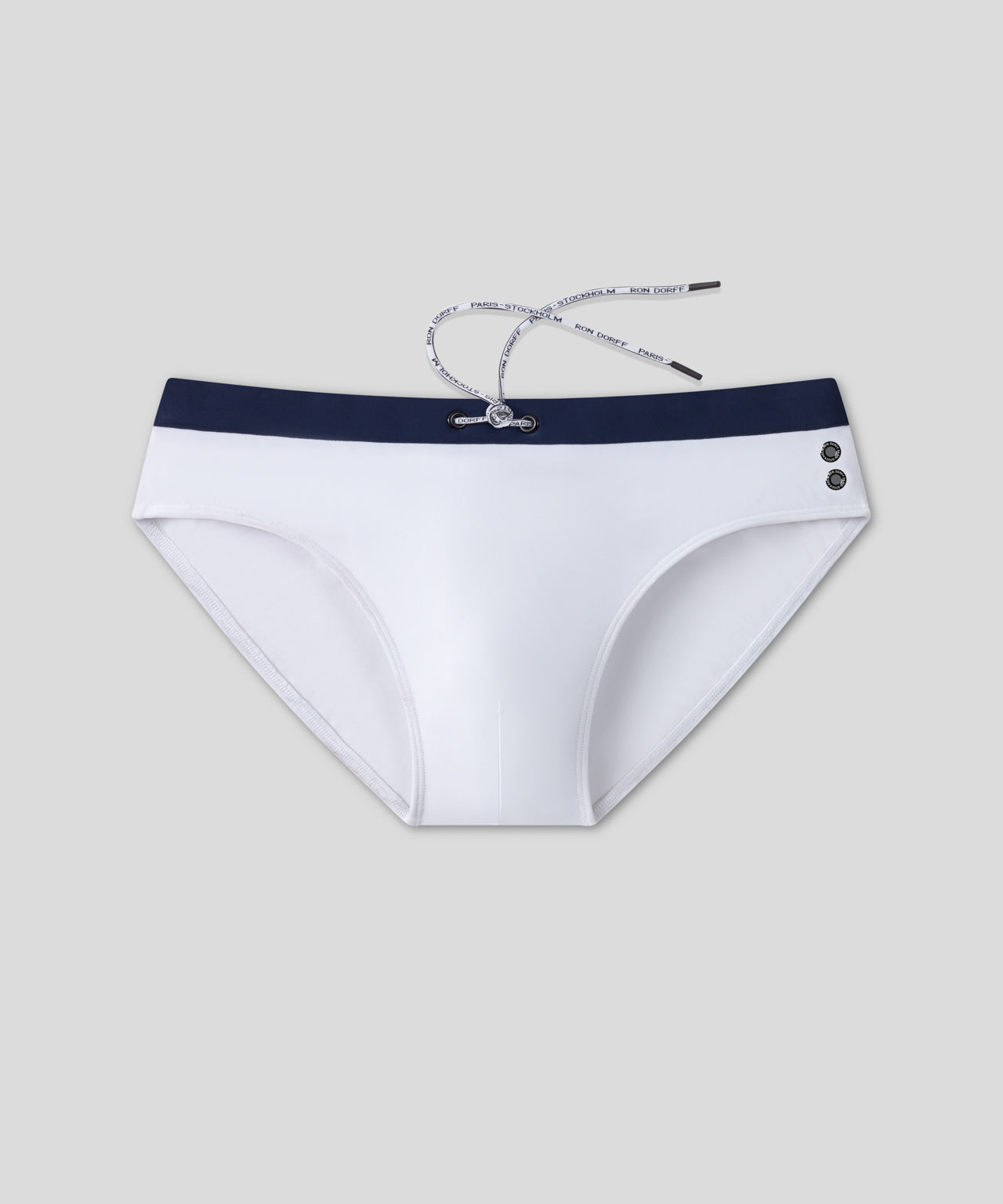Slip de bain à ceinture contrastée: Blanc