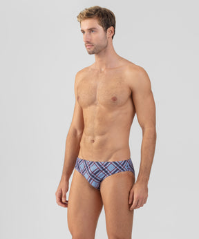 Slim Swim Briefs w. Checkers: Faded Denim