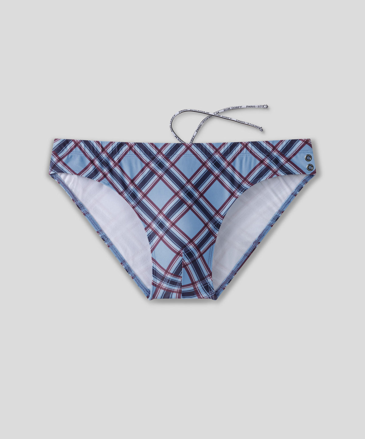 Slim Swim Briefs w. Checkers: Faded Denim