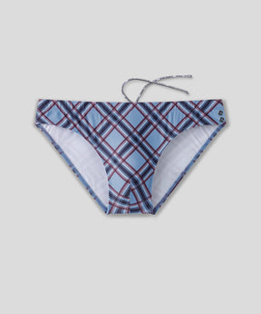Slim Swim Briefs w. Checkers: Faded Denim