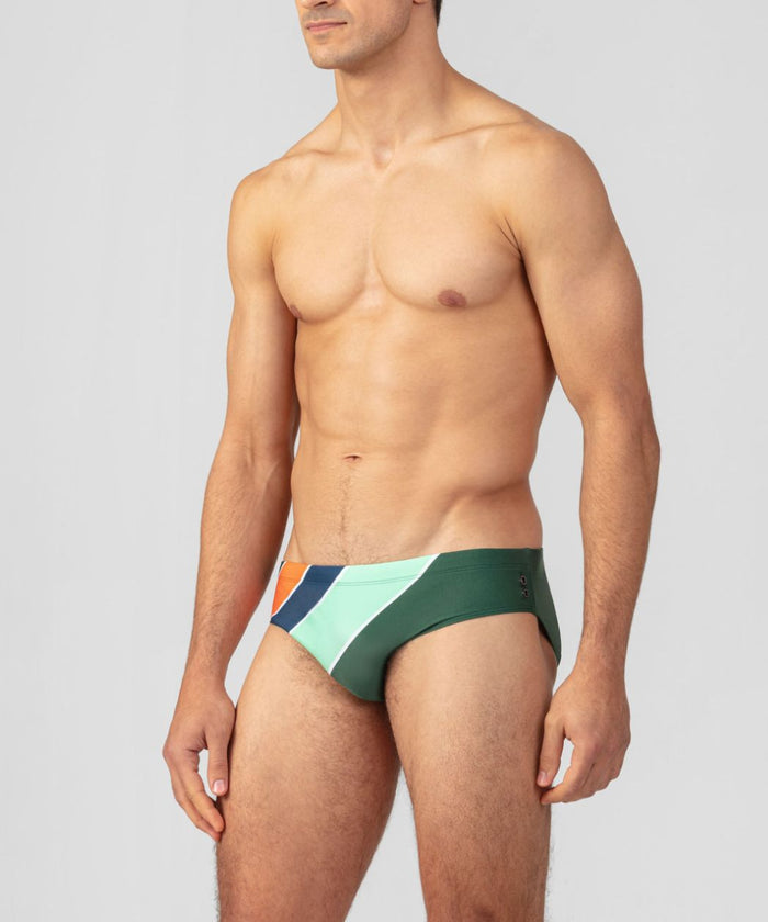 Slip de bain avec rayures diagonales rétro : Cactus