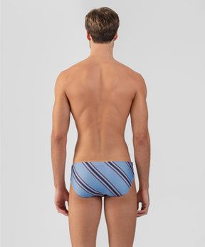 Swim Briefs w. Diagonal Stripes: Faded Denim