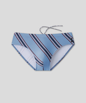 Swim Briefs w. Diagonal Stripes: Faded Denim