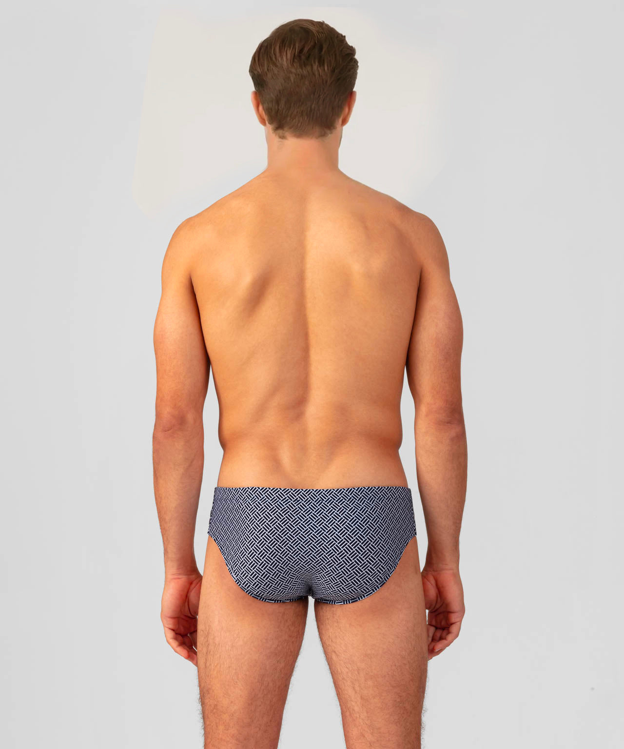 Slip de bain à motif graphique: Bleu marine