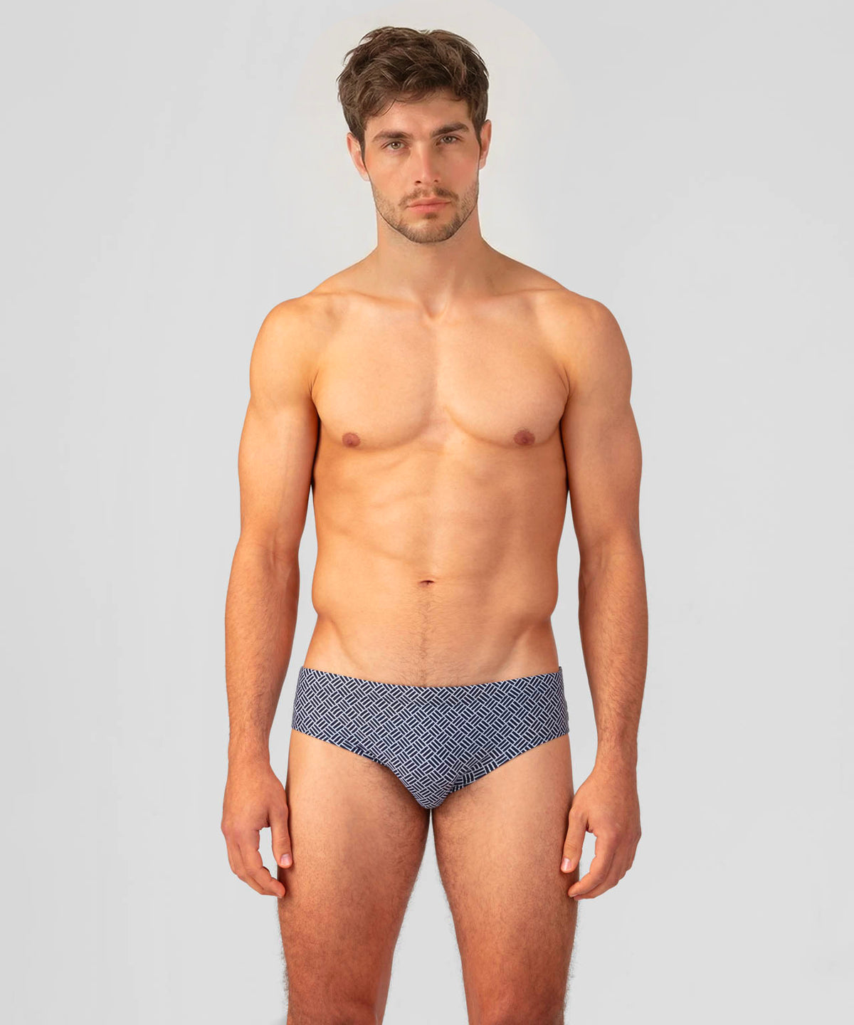 Slip de bain à motif graphique: Bleu marine